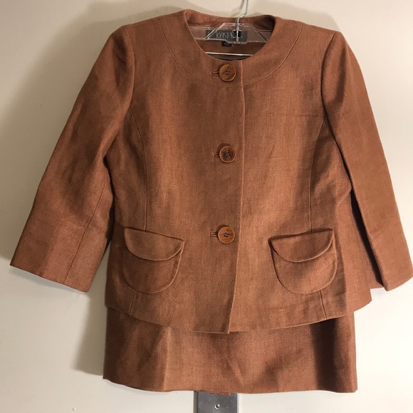 KASPER LINEN COTTON 2 PC SUIT JACKET SKIRT SIZE 4P PETITE - Picture 1 of 7